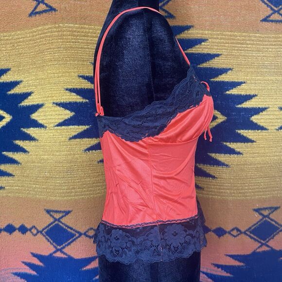 Vintage Formfit Rogers Red/Black Nylon Lace Camisole Lingerie Top. 34/S. USA. - Picture 9 of 12